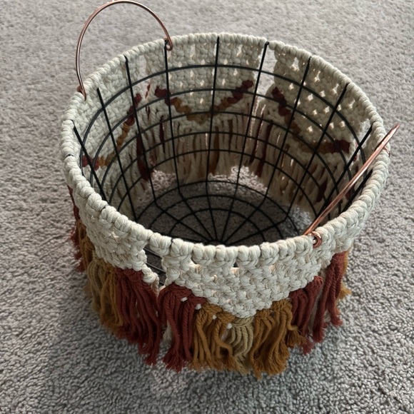 Boho Macrame Wire Basket Plant Holder Storage Decor - Picture 8 of 8